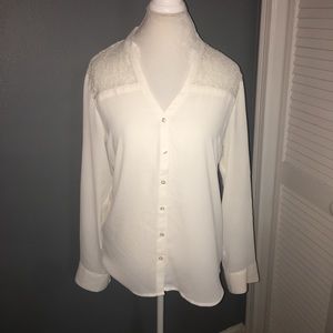Express lace yoke blouse